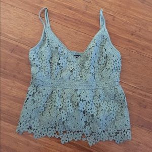 Abercrombie Green Lace Peplum Tank